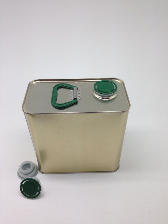 קופסת פח לשמן זית 2 ליטר מלבנית